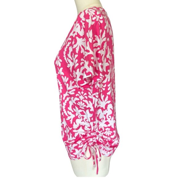 Caribbean Joe Petite Pink V-Neck Short Sleeve Pullover Top Women's Petite Large - Picture 3 of 8